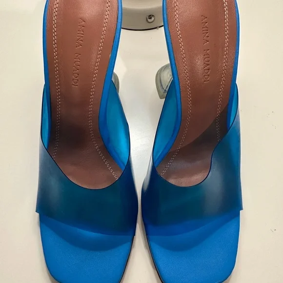 Amina Muaddi Vibrant Blue Heels - Picture 7 of 10